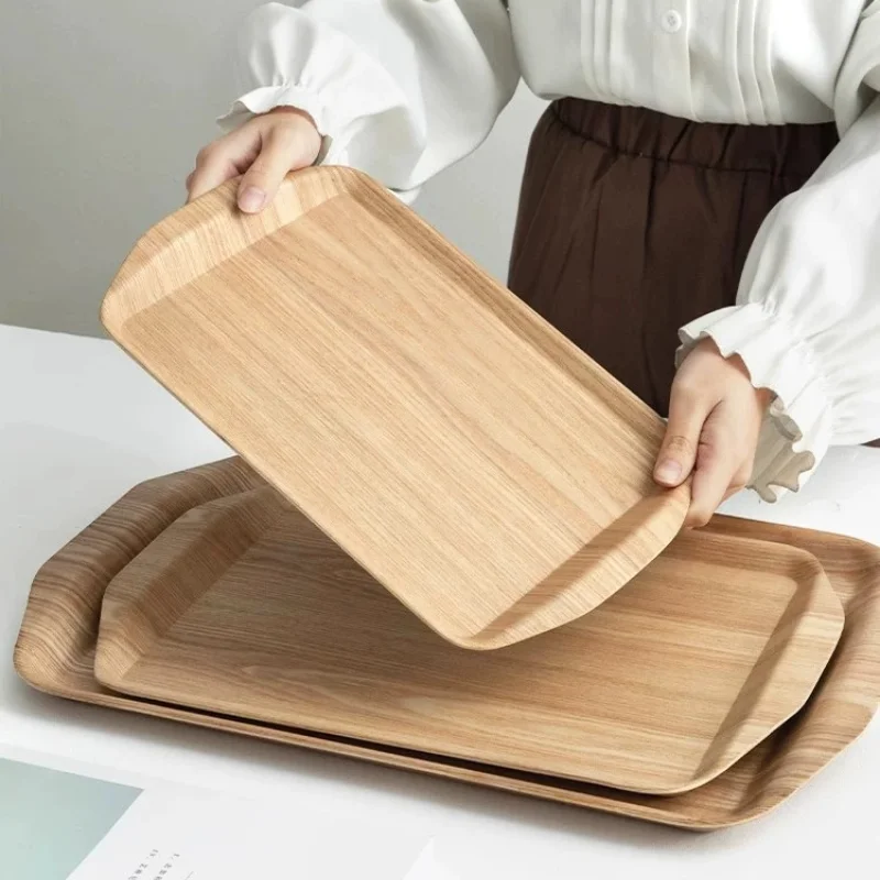 Wooden Tray Cake Bread Tray Put Water Cup Flat Tray Household Kitchen Storage Tray