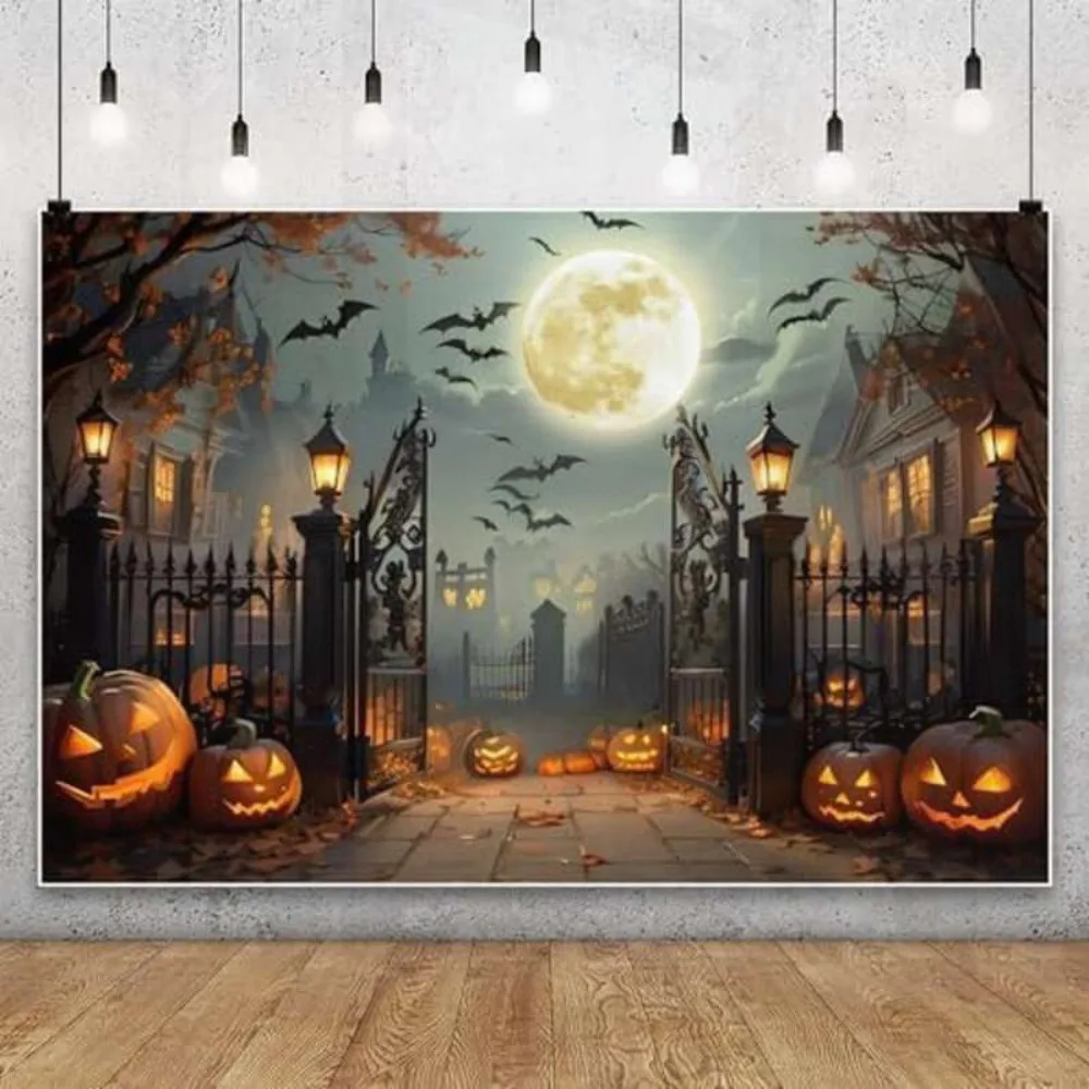 مجموعة موضوع رعب لخلفية الهالوين من VIKAMA مثالية لديكورات الحفلات وخلفيات استوديو التصوير الفوتوغرافي #4