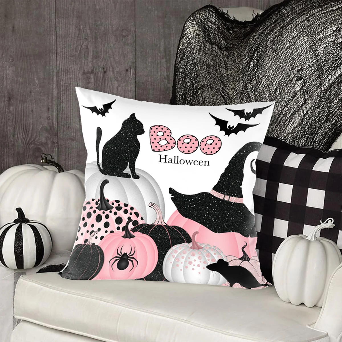 Halloween Cushion Cover Halloween Decoration for Home 2024 Ghost Pumpkin Bat Pillowcase Horror Trick Or Treat Party Supplies