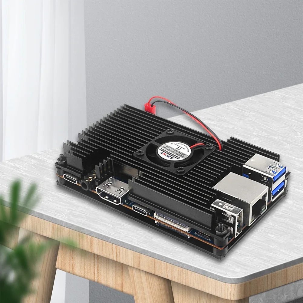 Caja de disipador de calor de CPU de aleación de aluminio con ventilador, carcasa de Metal, accesorios de equipo de repuesto protectores para Orange Pi 5