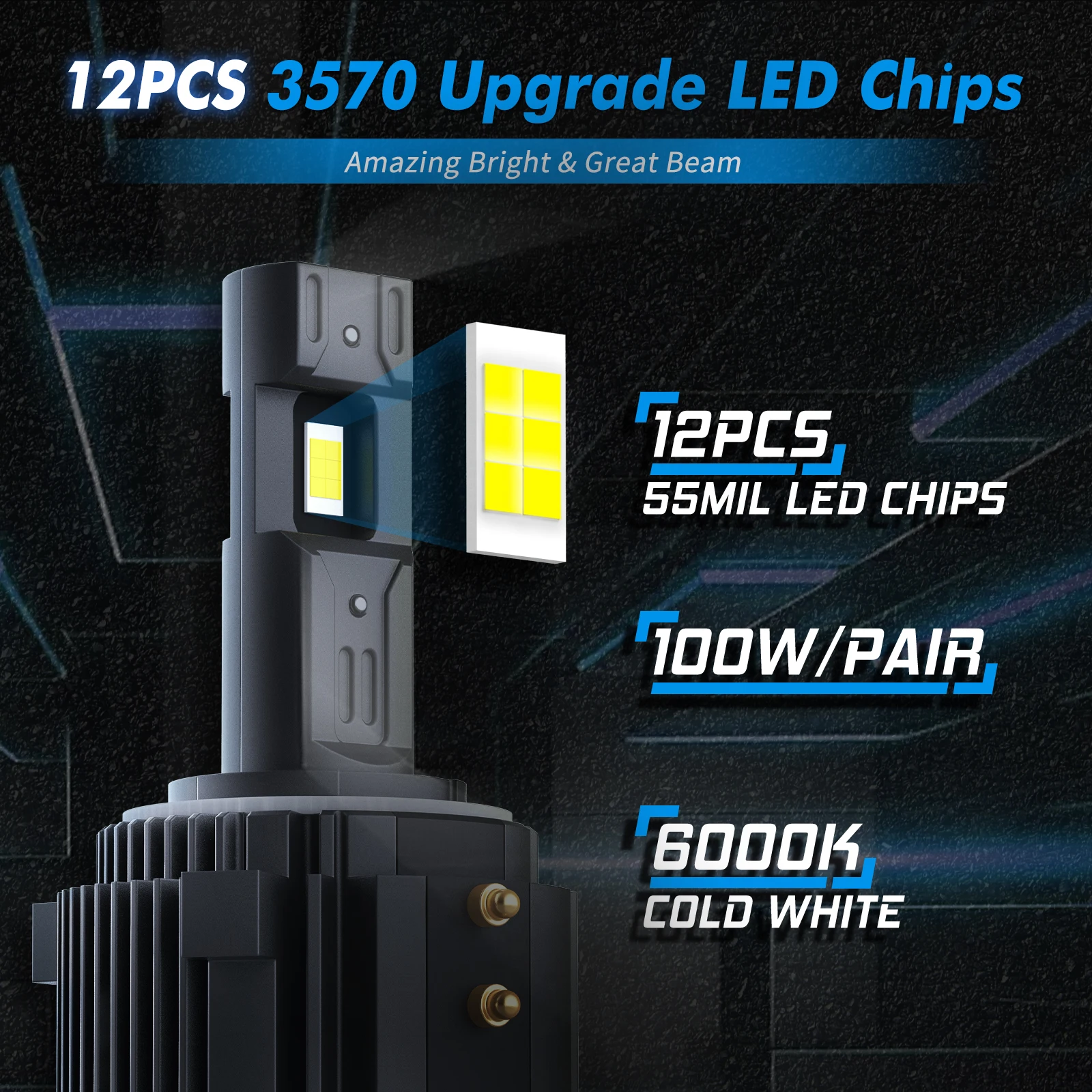 BEVINSEE 100 واط 10000LM H7 LED المصابيح الأمامية الكل في واحد عالية الطاقة لفولكس واجن جولف 6 MK6 جولف 7 MK7 توران لشركة فولكس فاجن باسات 12 فولت #3