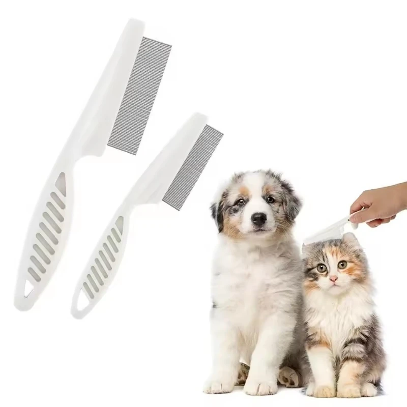 

Stainless Steel Fine Tooth Comb Puppy Cat Hair Grooming Brush Dog Flea Louse Shedding Tools Cat Dog Bath Cleaning Supplies