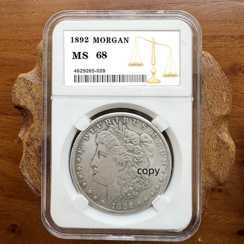 US 1892 Morgan 1 Dollar Vintage Coinning For Collector Commemorative  Display Holder Copy Coin