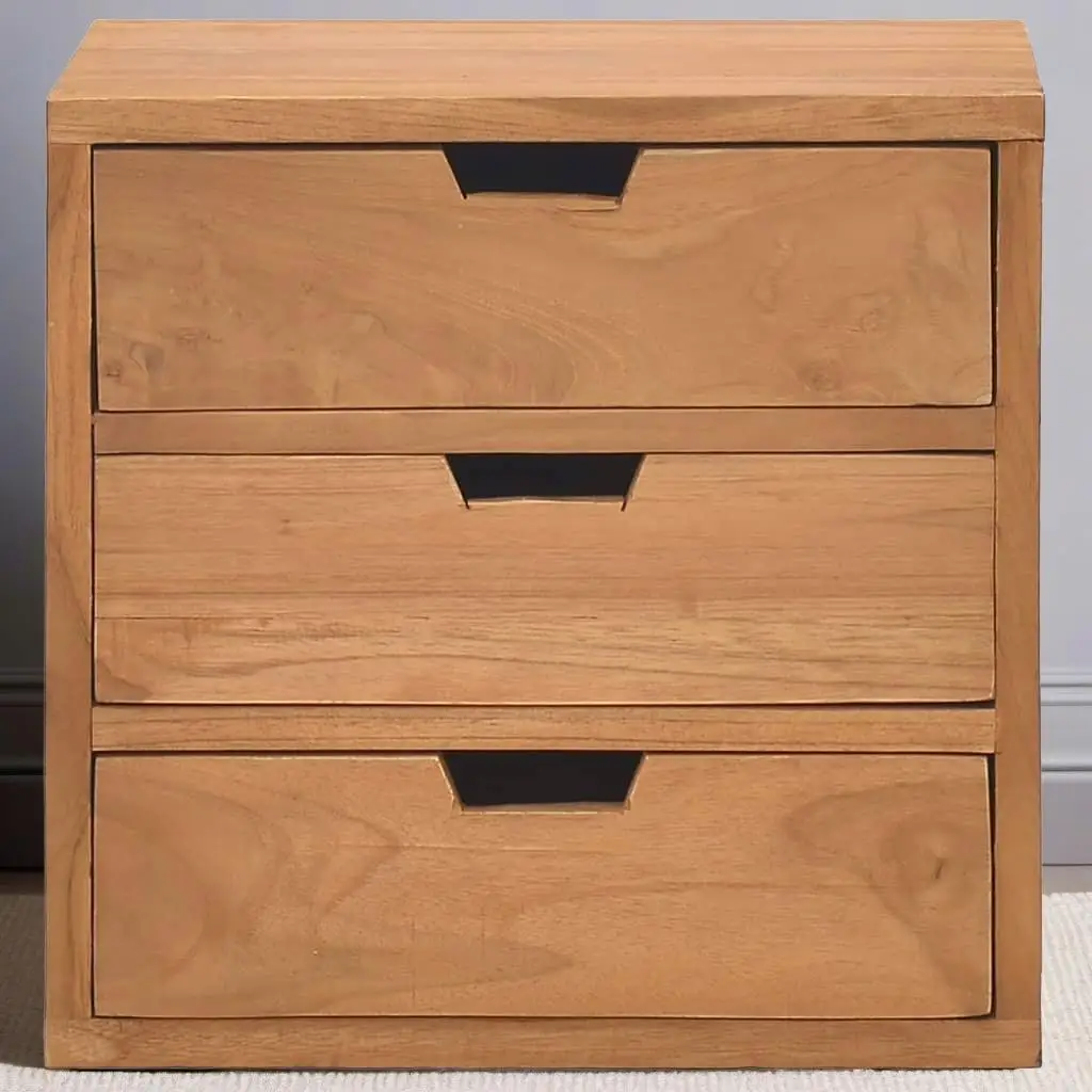 Solid Teak Wood Bedside Cabinet 15.7x11.8x15.7 - Modern Nightstand for Bedroom Storage