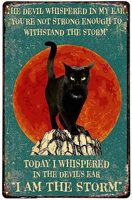 Home Decoration Tin Signs Black Cat I Whispered I Am The Poster Vintage Sign for Home Coffee Wall Decor 8x12 Inch sign sign