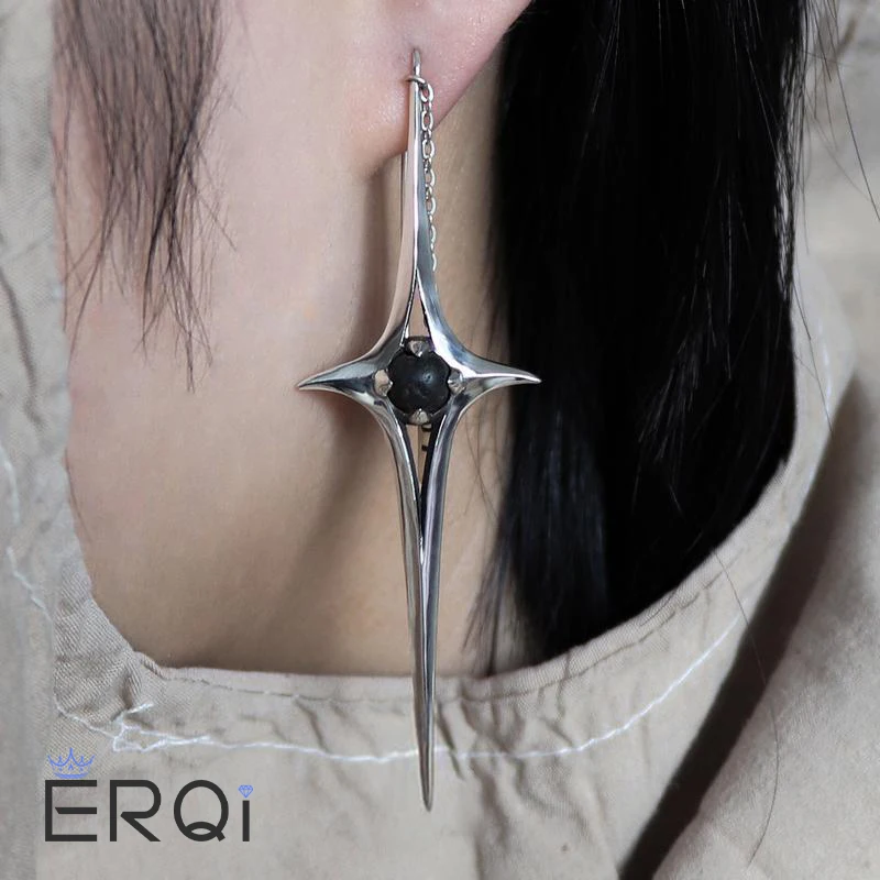 

2024 New Black Star Eye Earrings New Gothic Style Men's And Women's Jewelry Party Gift