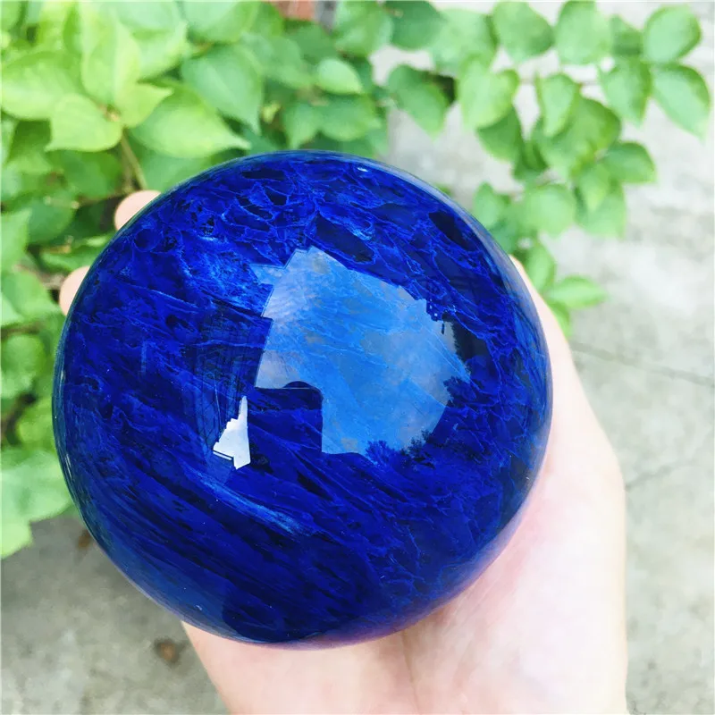 5-10cm Natürlicher Seltener Blauer Schmelzstein Quarzkristallkugel Heimdekoration Naturstein Schnitt- und Polierarbeit Holzständer – Detail 3