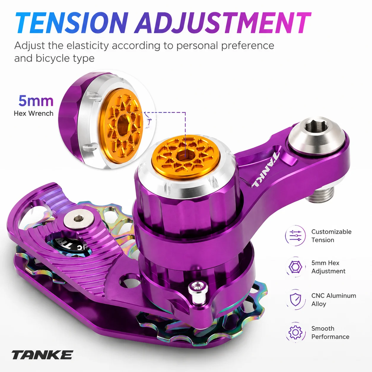 MTB Chain Tensioner CNC Aluminum Alloy Single Speed Chain Guide Pulley for DJ Mountain Folding Bicycle