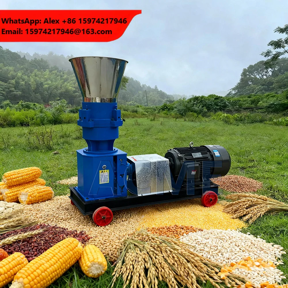 Small Home Use Animal Feed Pellet Mill Machine 150-200kg/hour With Engine And Gear Core Components