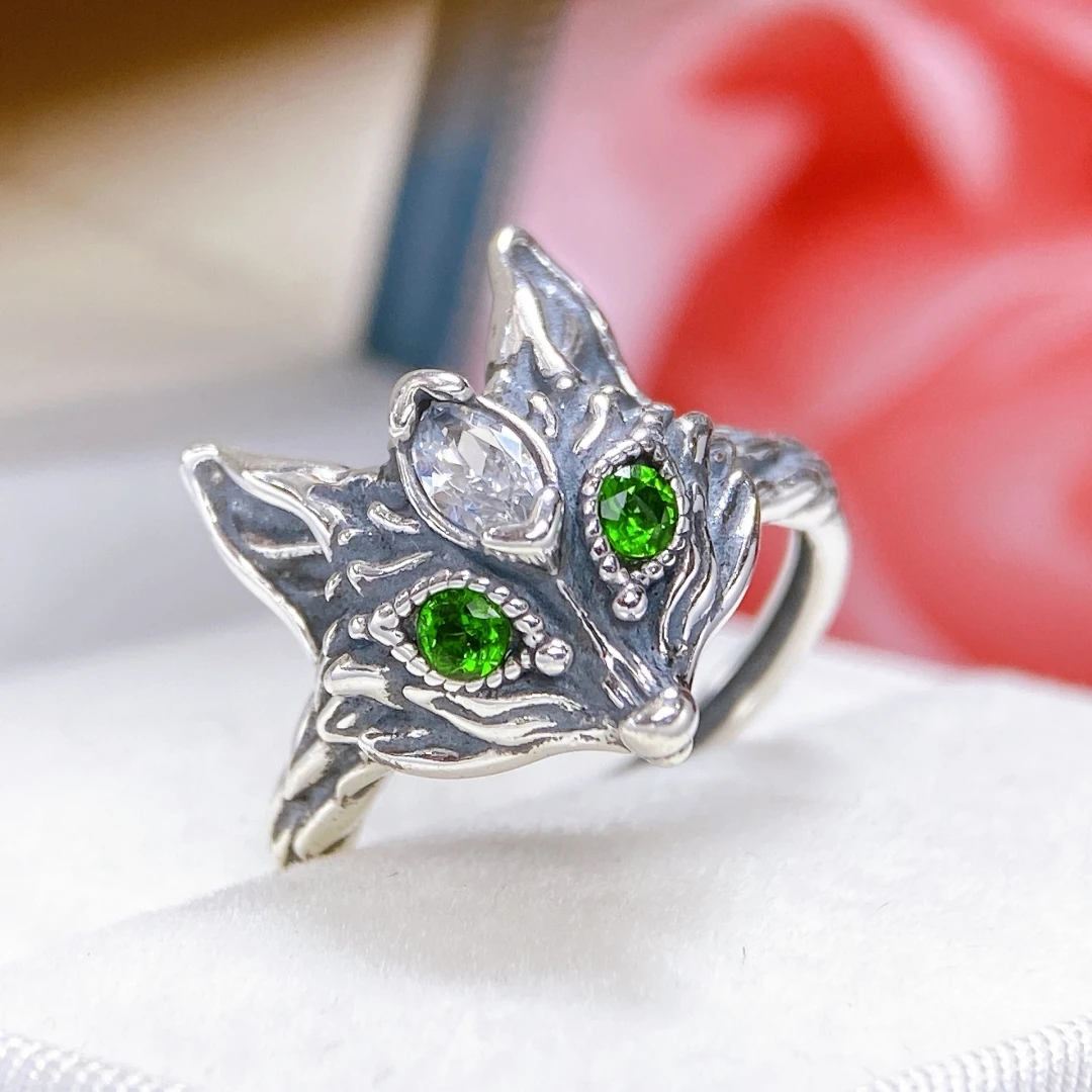 KJJEAXCMY High clarity Jewelry New Natural Diopside S925 silver exquisitely Ring Full of luster Simple,Elegant Design High-End
