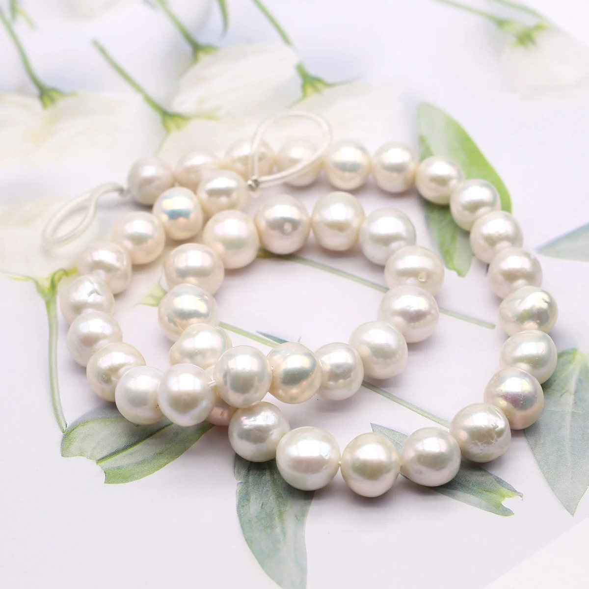 Big Natural Zhuji Freshwater Pearl Beads Near Round Loose White Mother Pearl for Jewelry Making Diy Necklace Bracelet