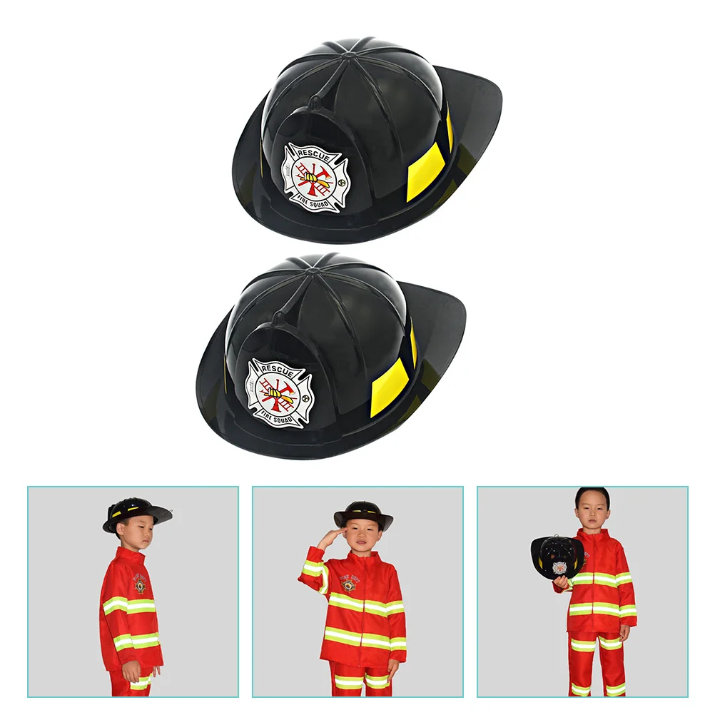 2 Pcs Child Safety Children Fire Pretend Plastic Fireman Hat Kids Firefighter Party Hats