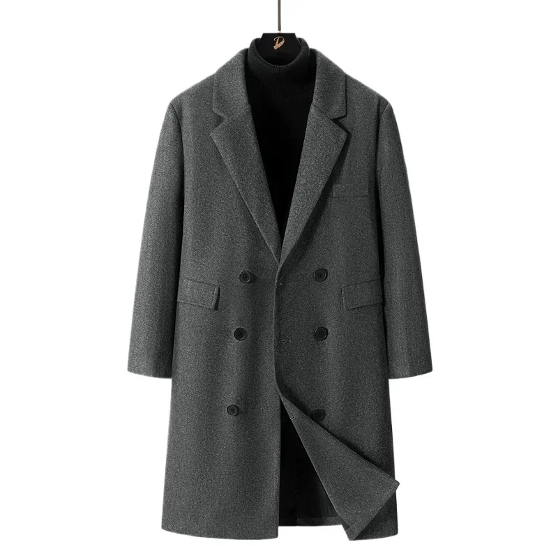 Jesienno-zimowe najnowsze płaszcze wełniane do kolan męskie, codzienne, luźne płaszcze wełniane, koreańska wersja, duże rozmiary, długie płaszcze, wiatrówka