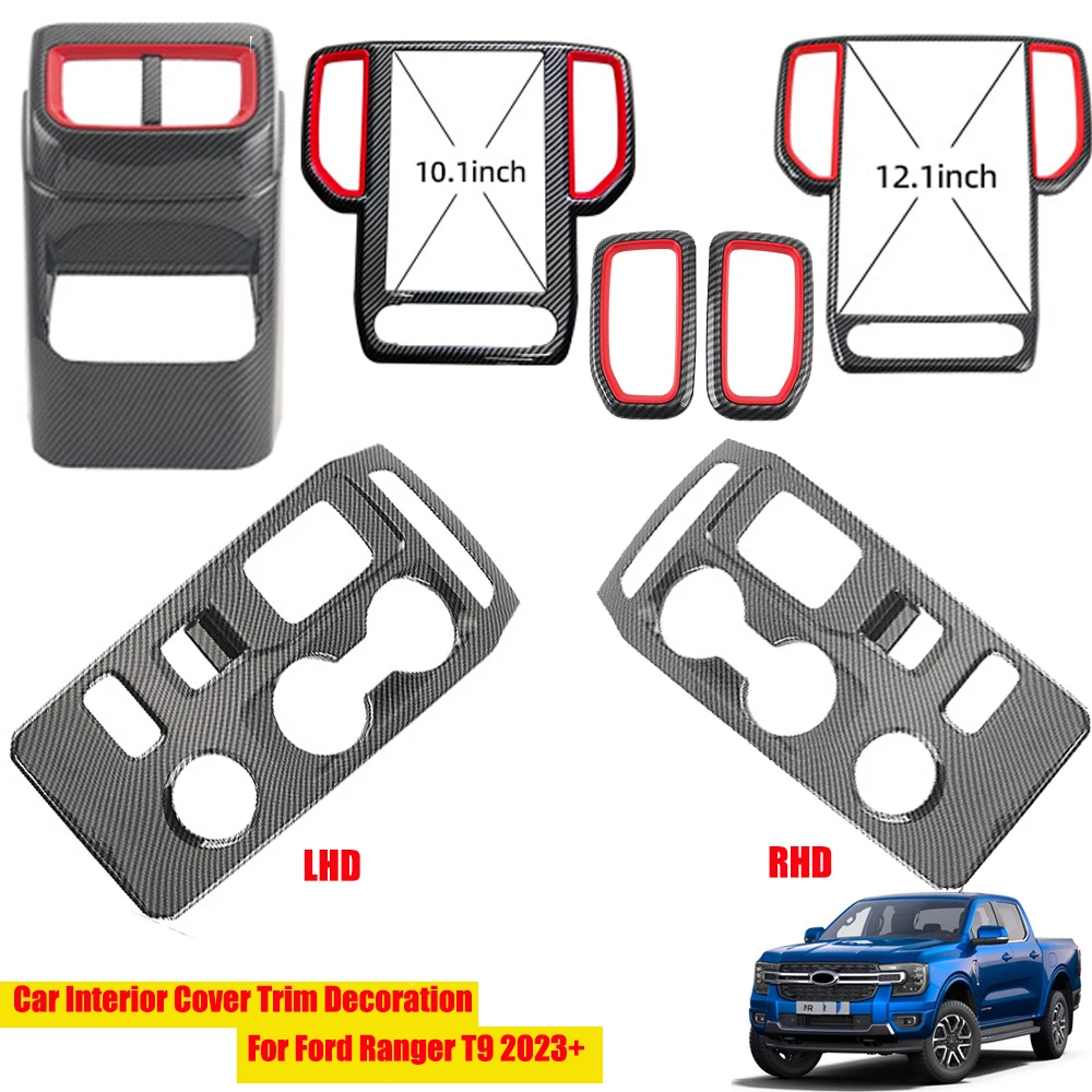 Carbon Fiber Look Car Interior Cover Trim Decoration For Ford Ranger T9 2023+ Auto Accessories