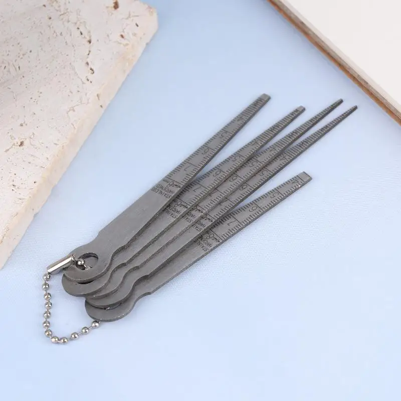 5Pcs High Precision Feeler Measuring Tool Stainless Steel Welding Taper Feeler Gauge Rulers Hole Inspection Tool 1-8mm