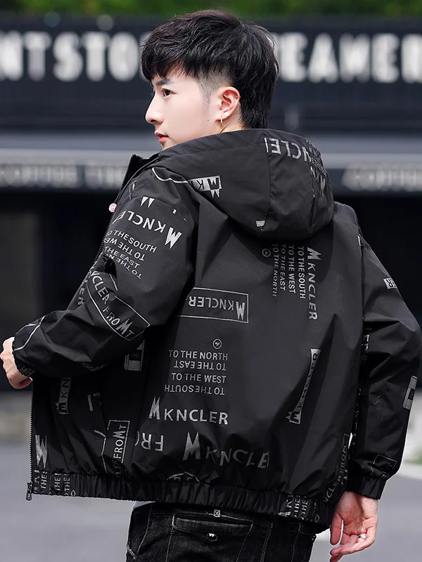 

Men's Spring Autumn Casual Breathable Jaet Hooded Polyester Long Sve Youth Faion Outerwear Comfortable Fit Hoodie