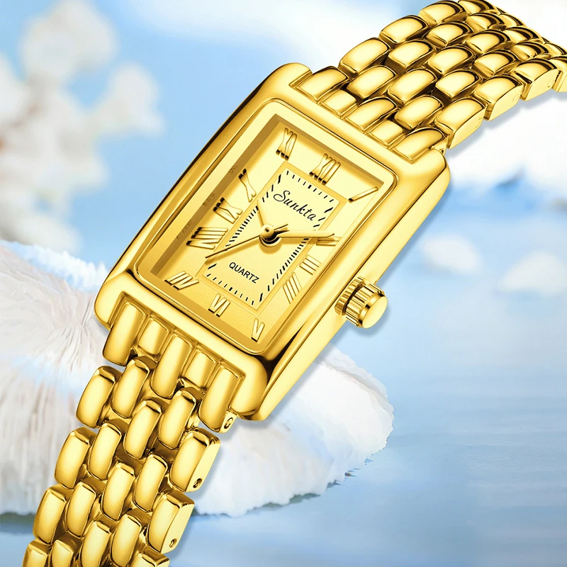 

Sunkta Classic Elegant Quartz Woman Watch Fashion Luxury Waterproof Slim Stainless Bracelet Casual Watches for Women Ladies Gift