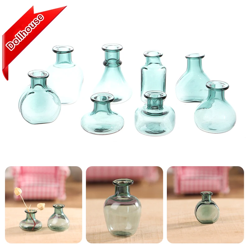 1Pc 1:12 Dollhouse Miniature Glass Vase Flower Arranger Storage Jar Flowerpot Home Garden Decor Doll House Accessories