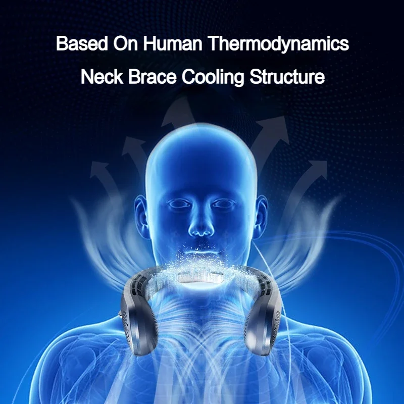 مروحة الرقبة، مروحة خفيفة الوزن يمكن ارتداؤها، مروحة منخفضة الضوضاء 5 سرعات بدون استخدام اليدين، مروحة رياضية معلقة بتصميم سماعة الرأس للاستخدام الداخلي والخارجي