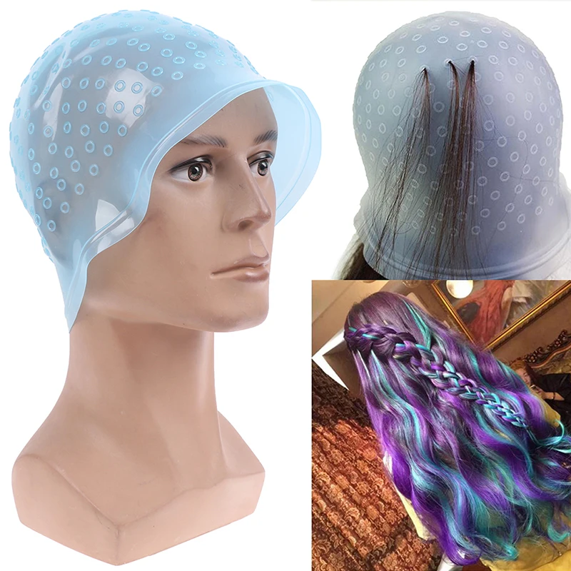 2Pcs/set Silicone Hair Styling Coloring Cap + Hook Needle Color Dye Highlighting Dye Cap Beauty And Health 107 Store