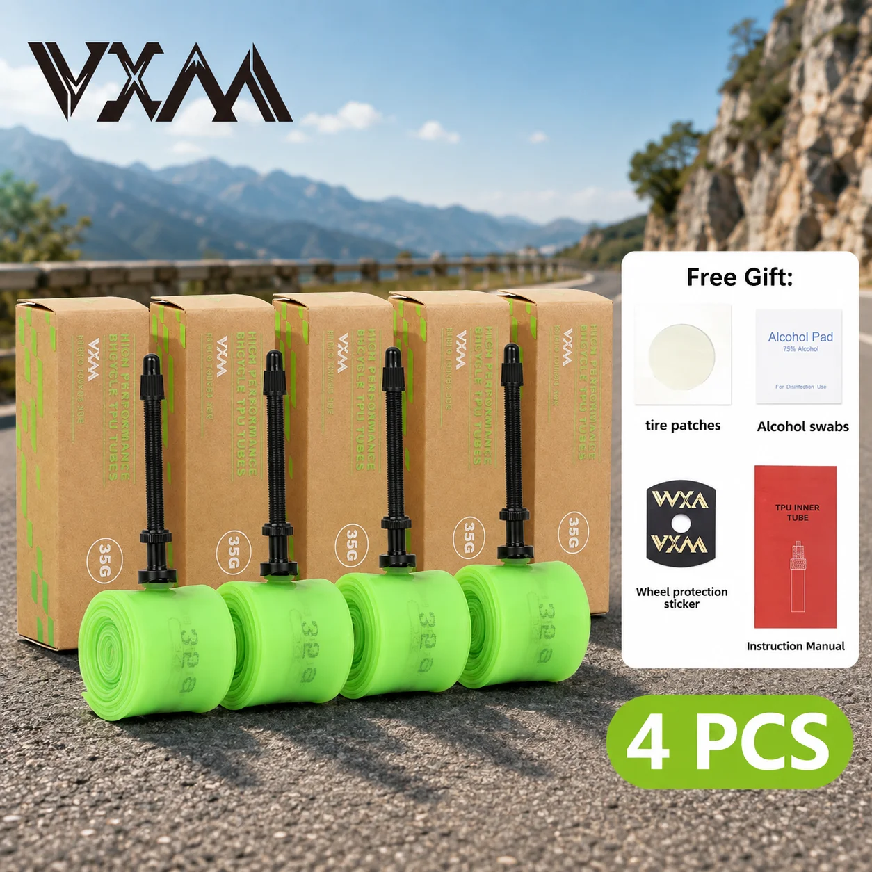 AliExpress 4PCS VXM Ultra Light Inner Tube Road Bicycle Faucet 700c Rim Durable TPU Material Inner Tube Competition 35g