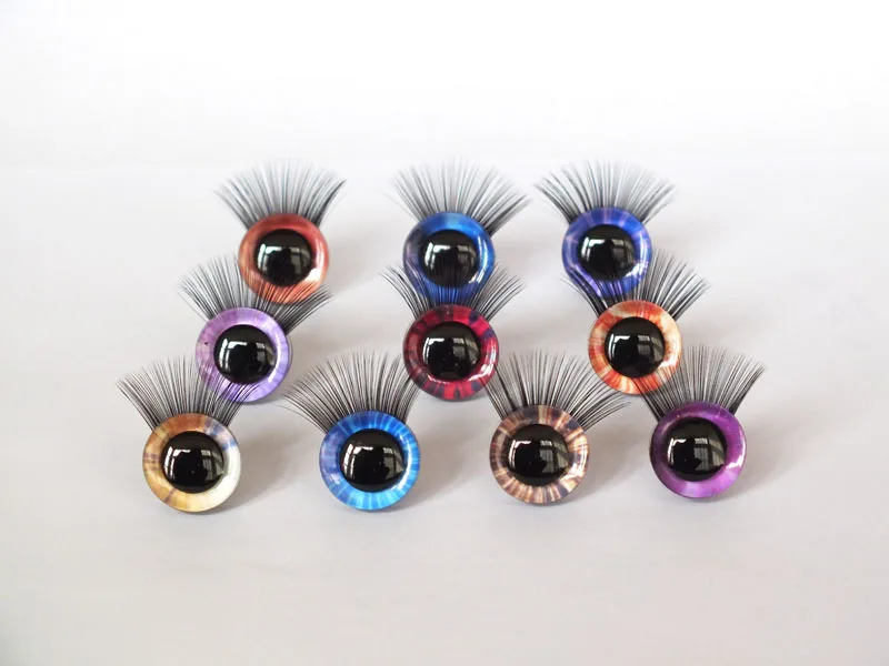 10 stücke 12-18mm Puppe Wimpern Auge Zubehör 3D Mischfarbe Sicherheit Spielzeug Augen + Wimpern für Amigurumi häkeln Stofftier