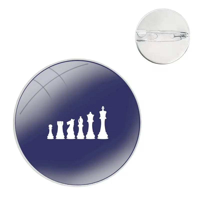 Pins Badge Metal Brooches For Clothes Backpack Decoration gift Black and white chess board