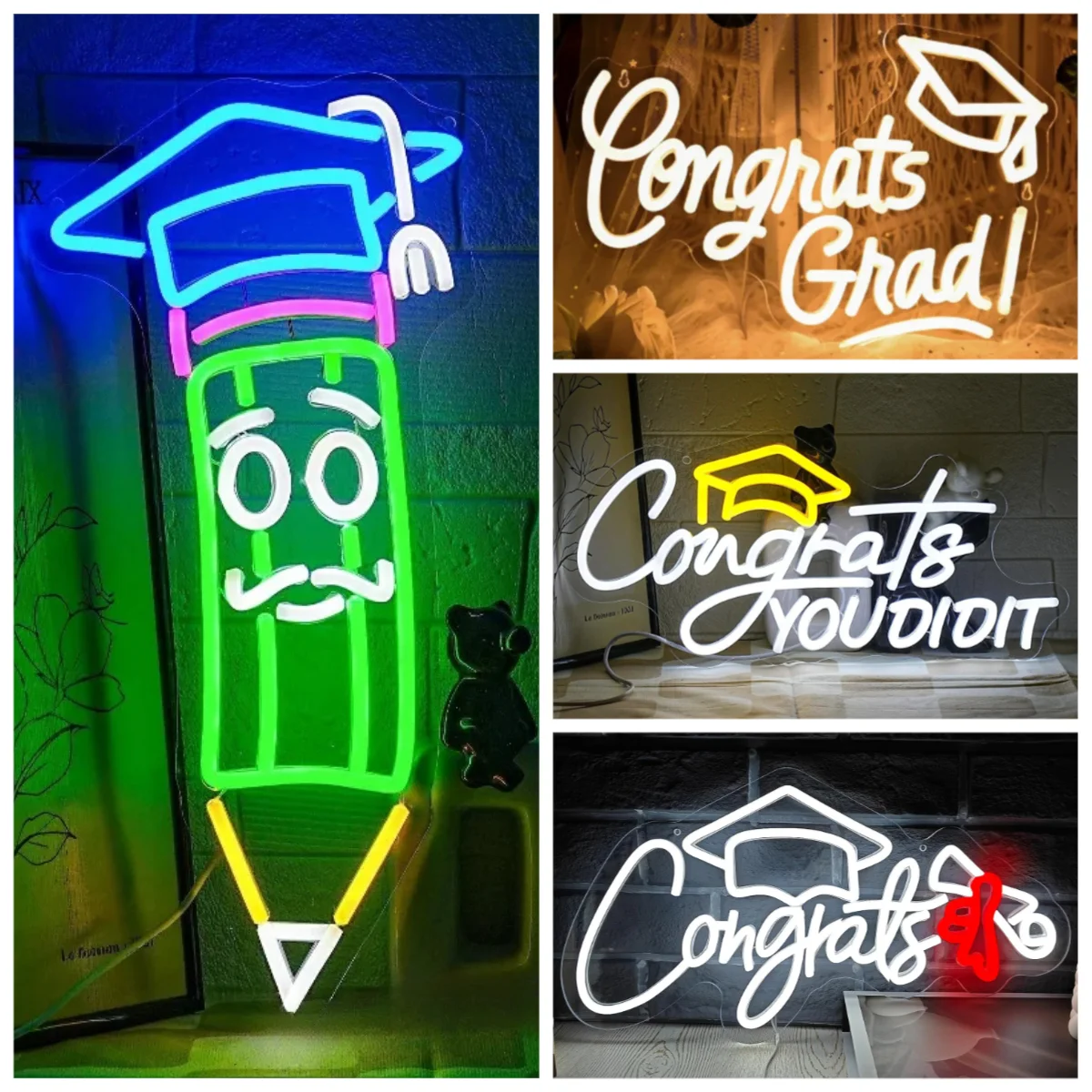 

Congrats Grad Neon Signs， USB Powered LED Neon Lights for Wall Decor Dorm Classrooms, Graduation Events Parties Decorations Gift