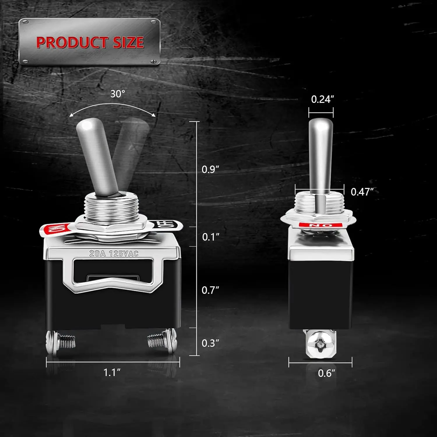 8 Pack 2 Pin ON Off SPST Car Rocker Switches 20A 12V Heavy Duty Waterproof Toggle Switch