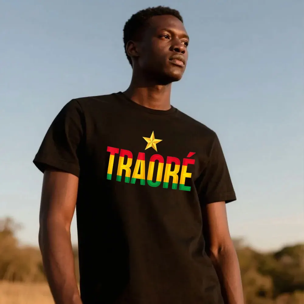 Ibrahim Traore Men Shirt Thomas Sankara Burkina Faso T-Shirt African Revolution Pan Africanism Leader Vintage Style Men Clothing