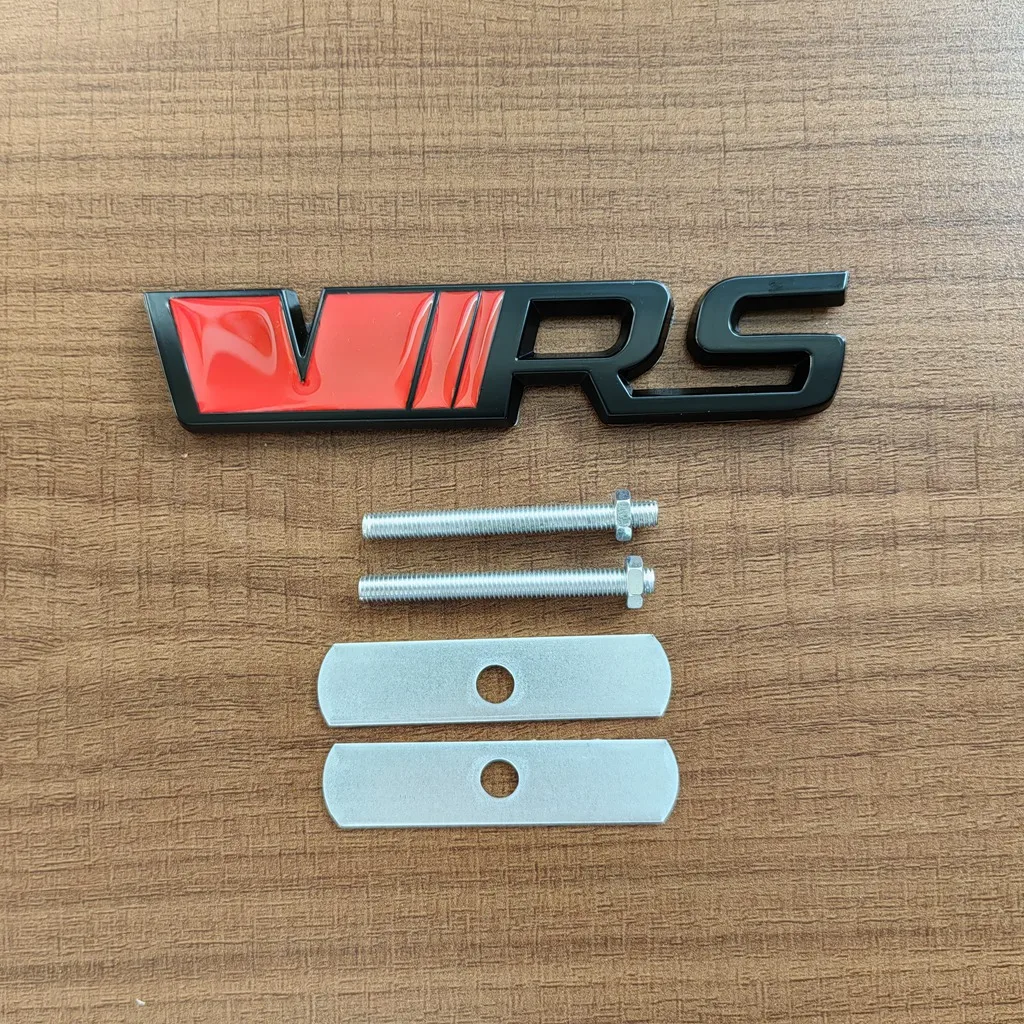 3D Metal RS Logo VRS Emblem Car Grill Badge For Kodiaq Rapid Fabia 1 2 3 A5 A7 MK1 MK3 MK4 VRS Sticker Accessories