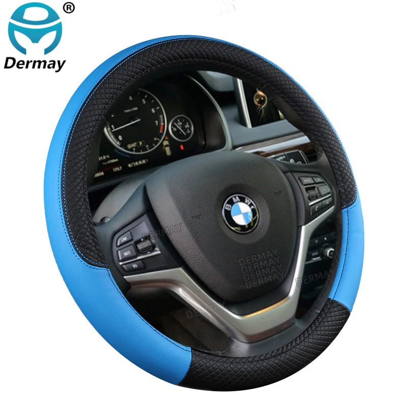 9 Color Sport Auto Steering Wheel Covers Anti-Slip Leather Car Steering-wheel Cover Car-styling Anti-catch Holder Protor