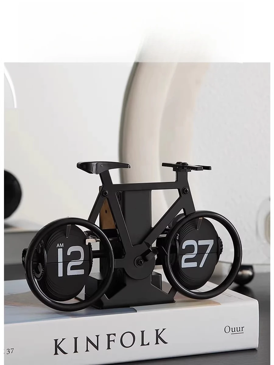Clock retro mechanical automatic page turning pendulum clock desktop decoration ornament