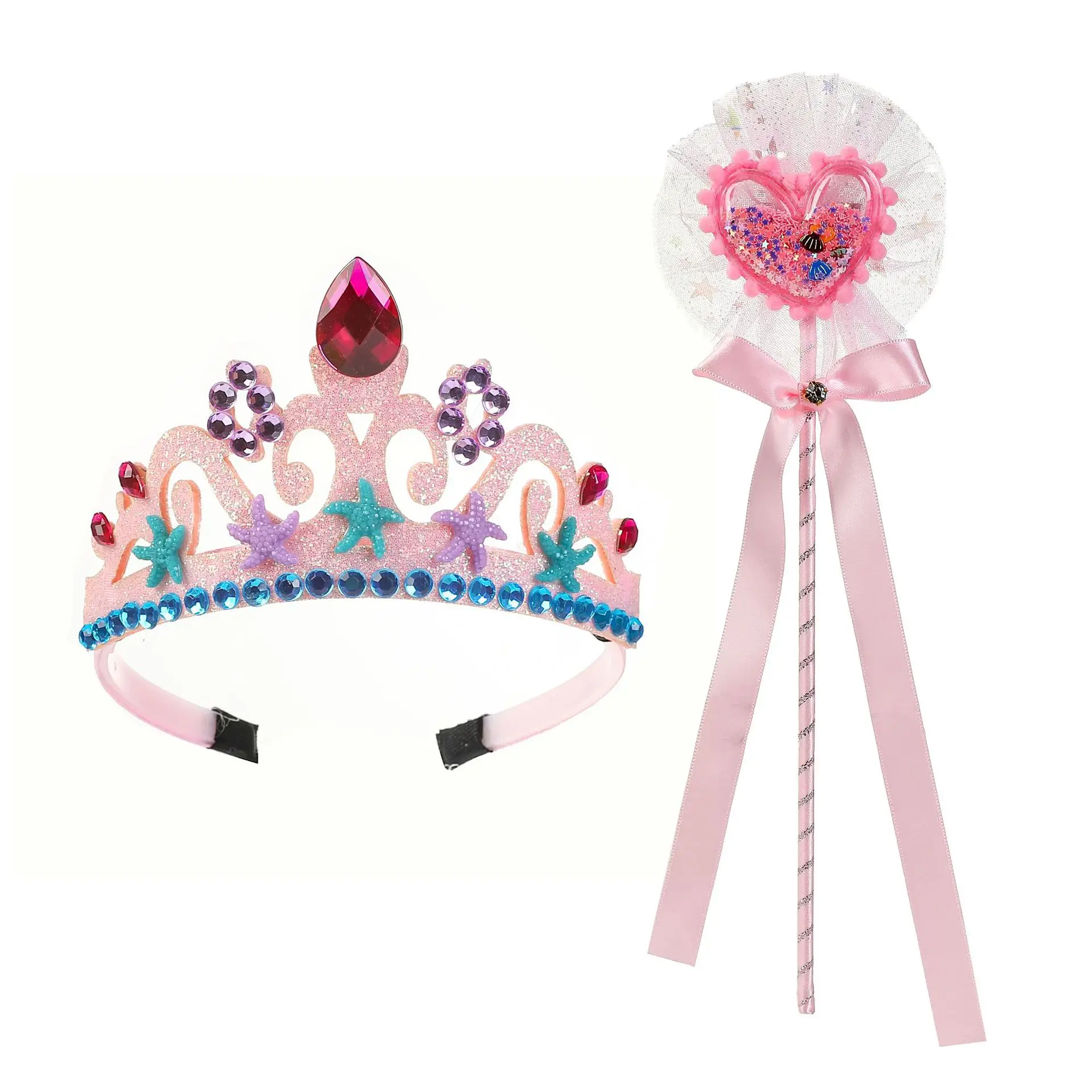 Mädchen Seestern Meerjungfrau Krone Kinder Stirnband Prinzessin Dekor Mädchen Geburtstags feier Ornament Kinder Haarband niedlichen Haarschmuck