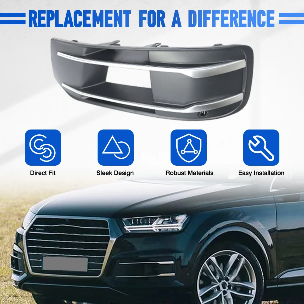 

Передний бампер автомобиля, противотуманная фара, нижняя решетка, крышка левой/правой противотуманной фары, крышка решетки для Audi Q7 2016-2019 4M 0807681 Т 4М 0807682 Т
