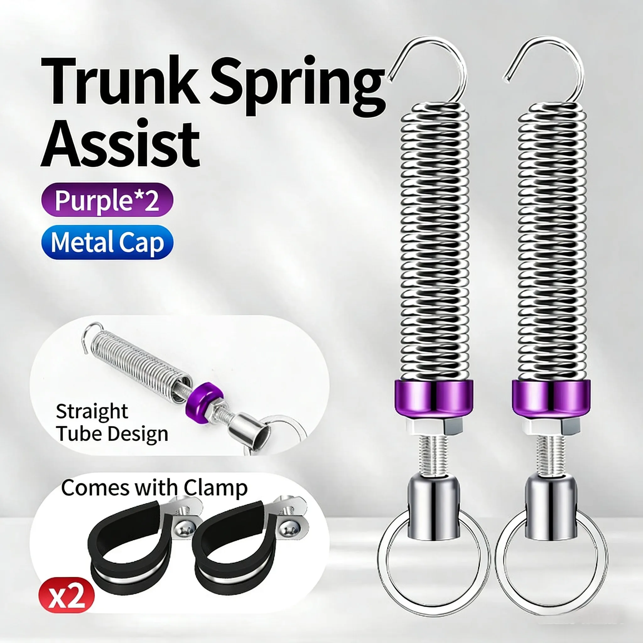 A Metal Spring In The Car Trunk Allows The Trunk Lid To Open Automatically. For Vehicles With Non-hydraulic Trunk Springs