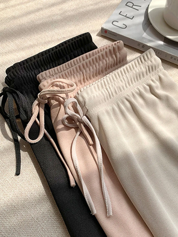 

Soft Comfort Women Pants 2023 New High Waist Casual Summer Slacks Pants Women Ice Silk Ankle-Length Long Trousers Female Slacks