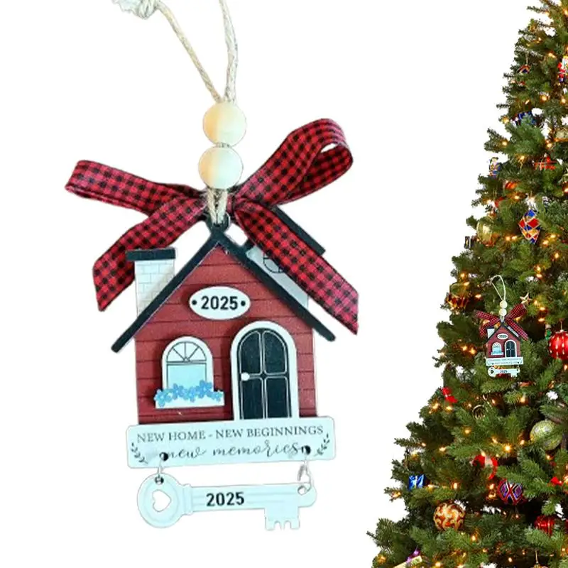 New Home Christmas Ornament 2024 New House New Beginning Decor Wooden First Home Christmas Decoration 2D Christmas Tree House