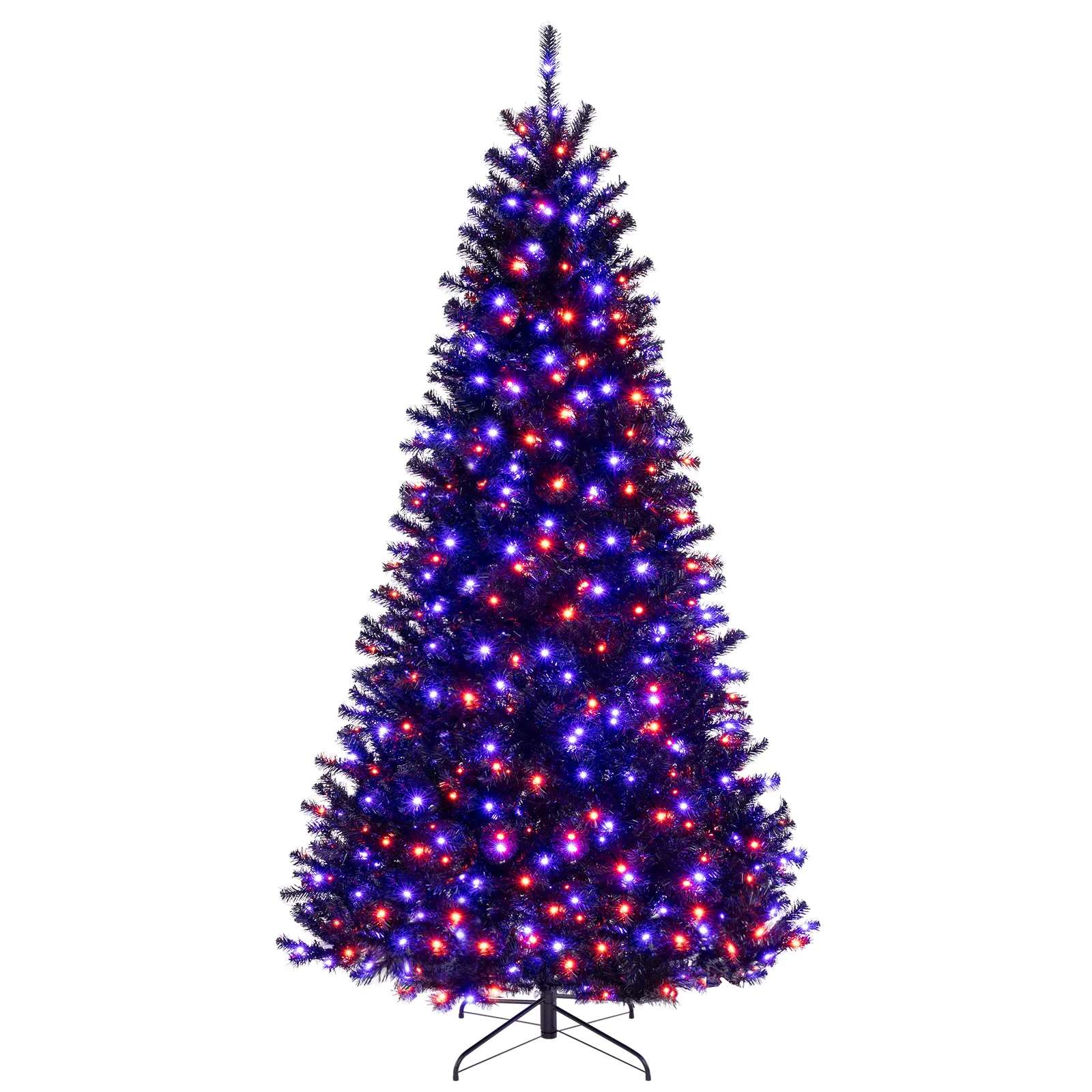 

Искусственное дерево для Хэллоуина 8/7/6 футов, черная рождественская елка с предварительной подсветкой на петлях, жуткая елка для украшения домашней вечеринки