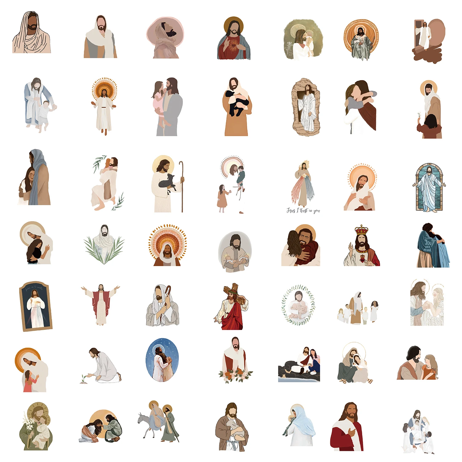 52PCS Jesus Stickers Aesthetic Christian Decals for Laptop Phone Case Planner Journal Notebook Water Bottle Sticker