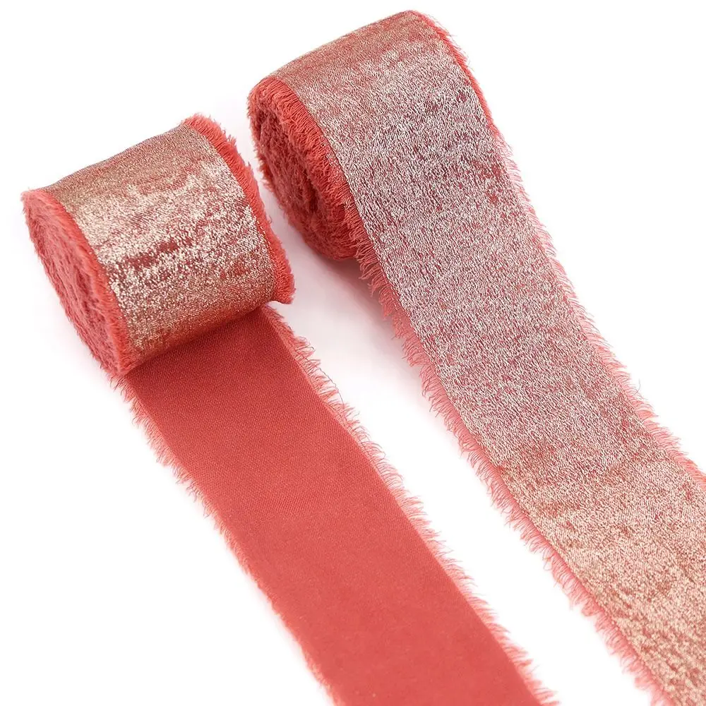 

New 5 Yards Silk Ribbon Solid Color 3.8cm Wide Handmade Fringe Silk Ribbon Hairclip Bows DIY Sewing Crafts Gift Wrapping