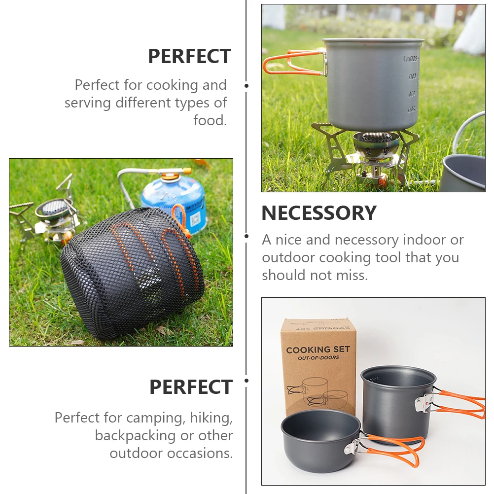 

1 Set Aluminum Alloy Portable Pot For Camping Outdoor Cookware Foldable Handle Lightweight Durable Picnic Pot Kit High Quality