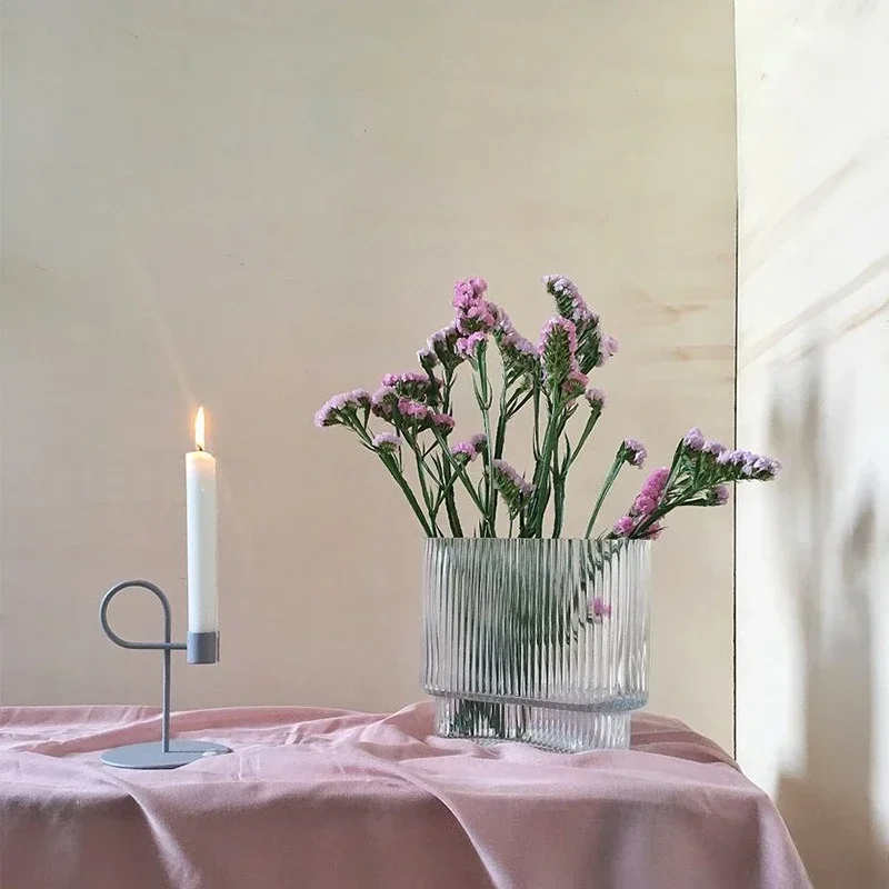 Simple modern geometric lines, restaurant dating, romantic wedding, love day atmosphere, candlestick ornament