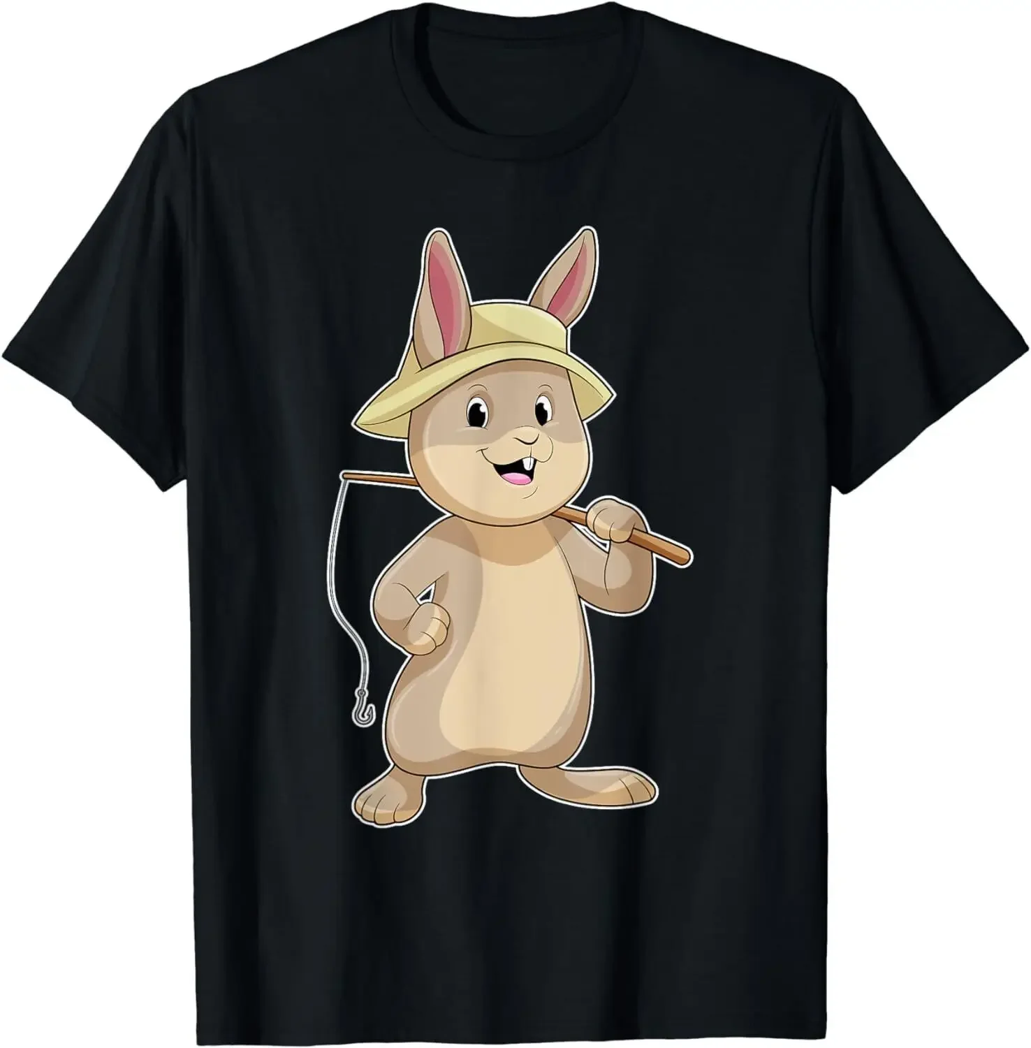 New Limited Rabbit Fishing Fisher Fishing Rod T-Shirt Sizes S-5Xl