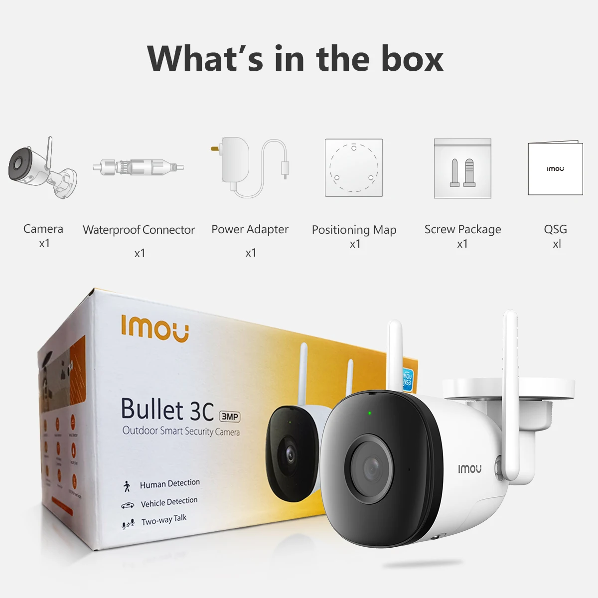 IMOU-Outdoor Surveillance IP Camera, Proteção de Segurança, Rastreamento Automático, AI Human and Vehicle Detection, Segurança, Bala 3C, 3MP, 5MP, IP67
