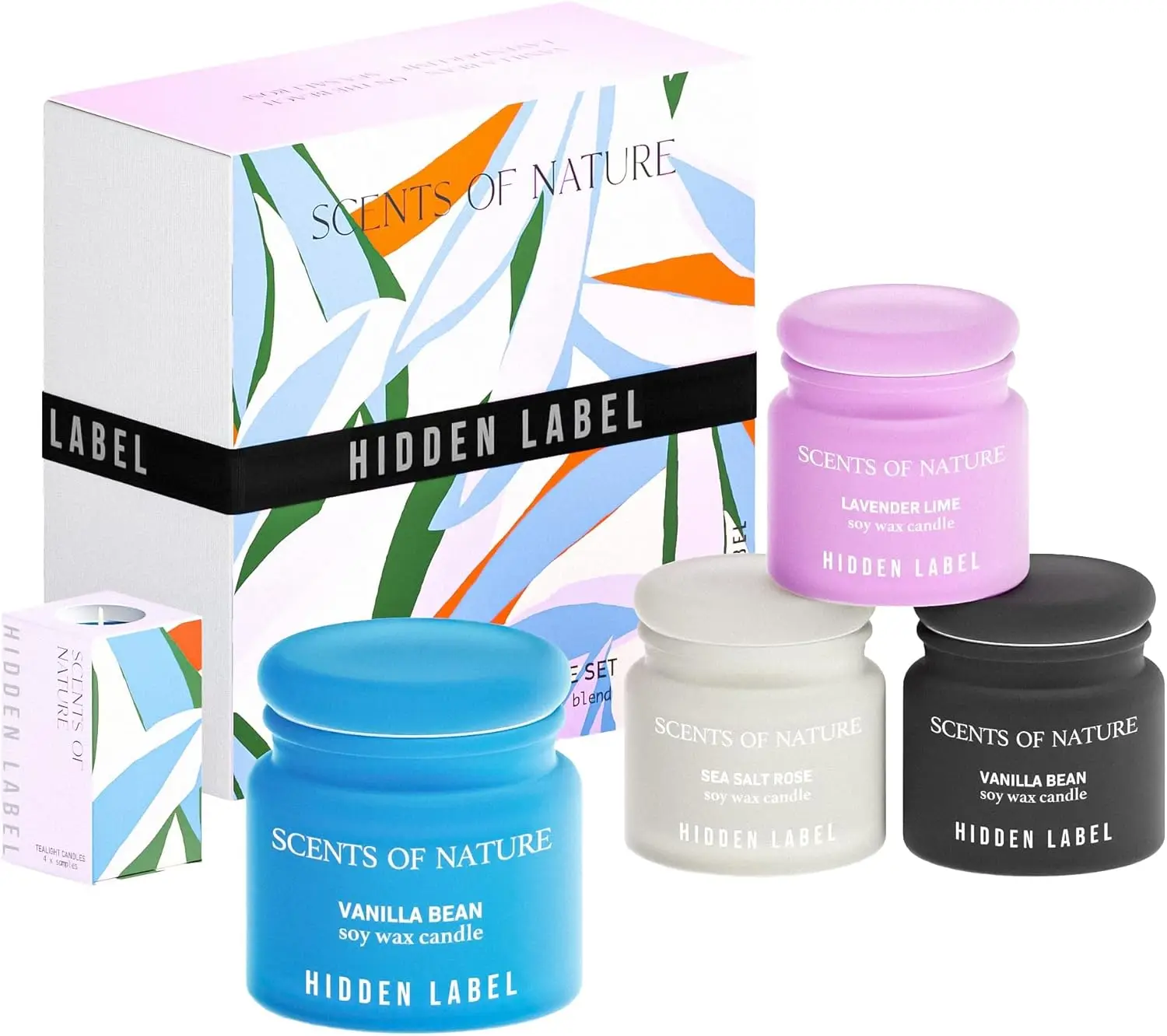 

Scented Candles Gift Set for Women, 4 Small Soy Candles in Vanilla Bean, Beach, Lavender, Rose - Ideal for Mom Sister Girlfriend