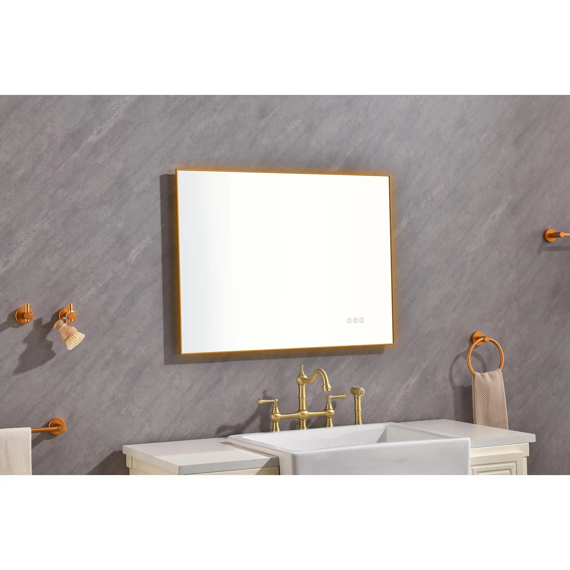 32x24 Vanity Mirror - Dimmable, Control, Anti-Fog, 3 Colors, Metal Frame, Wall Mounted Bathroom Mirror