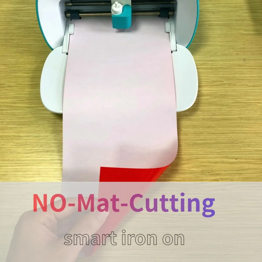 1 roll Smart Iron On Heat Transfer Vinyl Roll for Cricut Joy, Matless cutting for long cuts up to 12ft,HTV Vinyl For T-Shirts