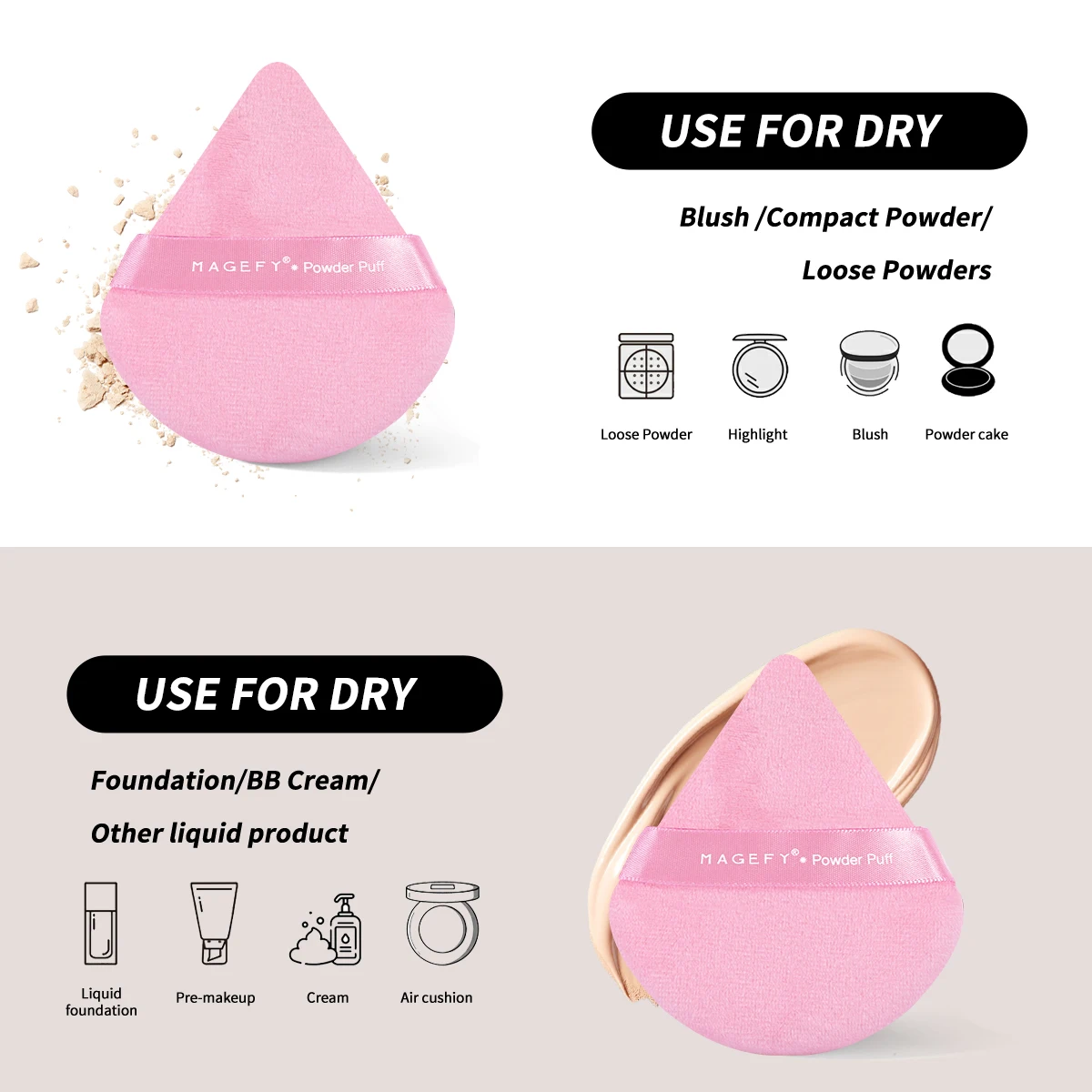 MAGEFY-esponja triangular para maquillaje, 10 piezas, para crema, base, cosmética, licuadora, herramientas de belleza