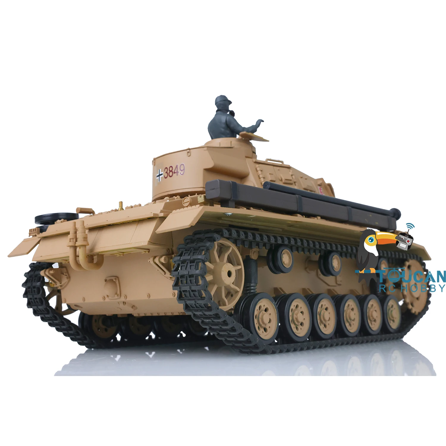 2.4G Heng Long 1/16 Scale RC Tank 7.0 Plastic German Panzer III H RTR Remote Control Tanks Model 3849 Cars Toys TH17363